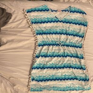 Blue, white and navy, beach/swim kids cover up